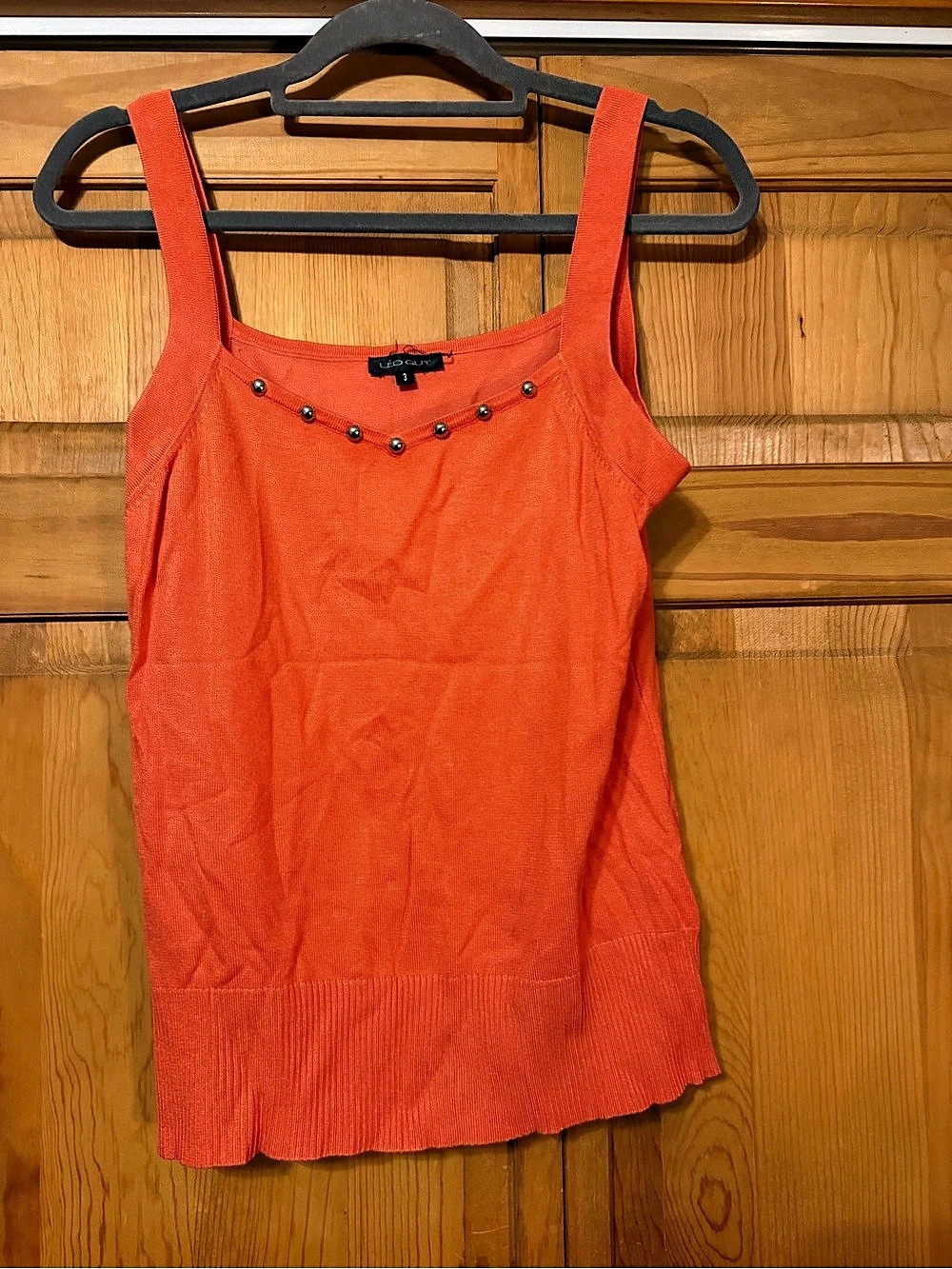 Leo Guy Embellished Tank Top in Orange Size 3